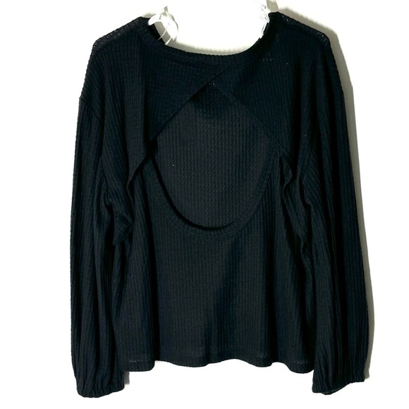 NEW Lulus Jack of All Trades Open Back Waffle Knit Black Top Size Medium - Picture 7 of 9